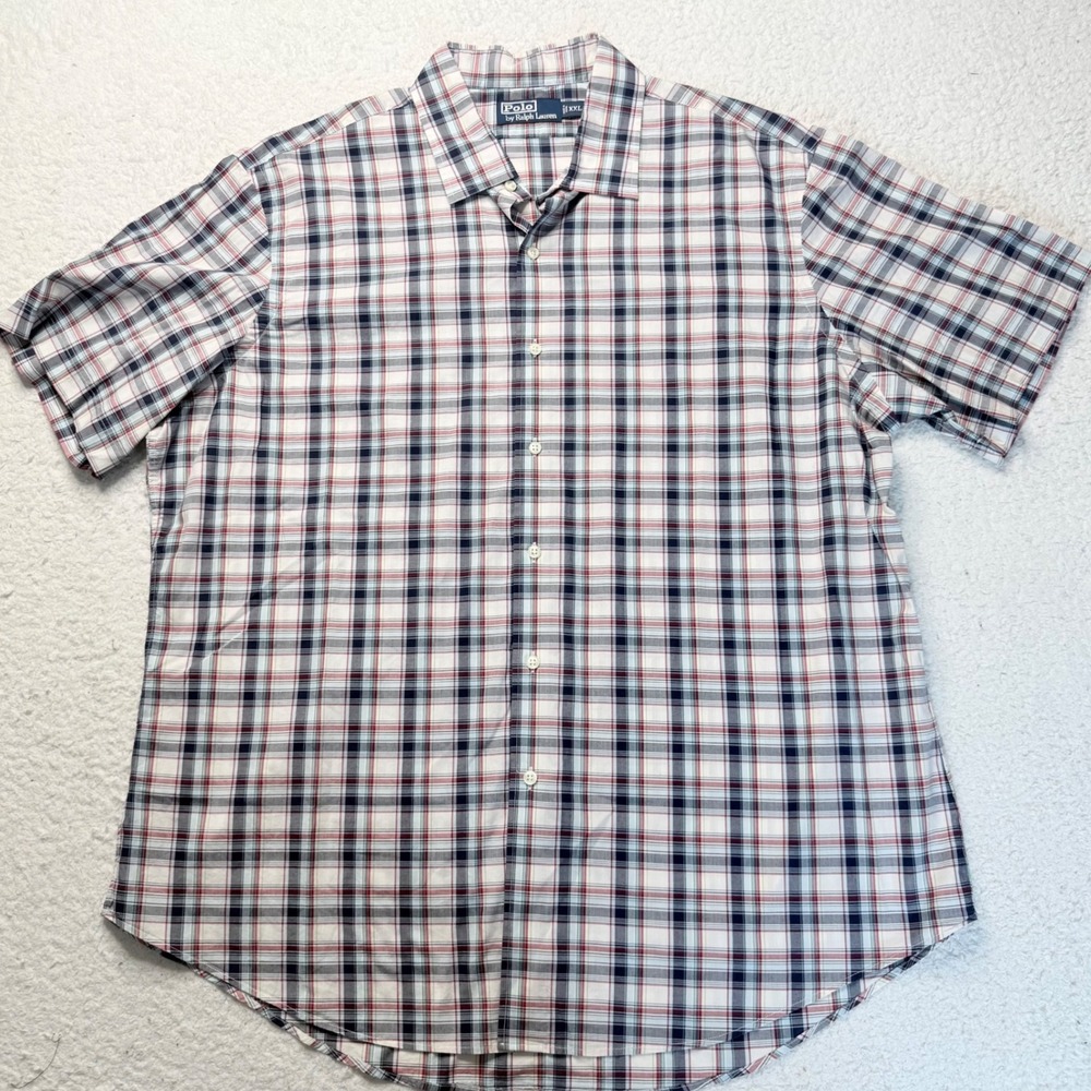 Polo Ralph Lauren Mens XXL Plaid Short Sleeve Button Down Shirt Classic‎ Fit - Picture 3 of 8